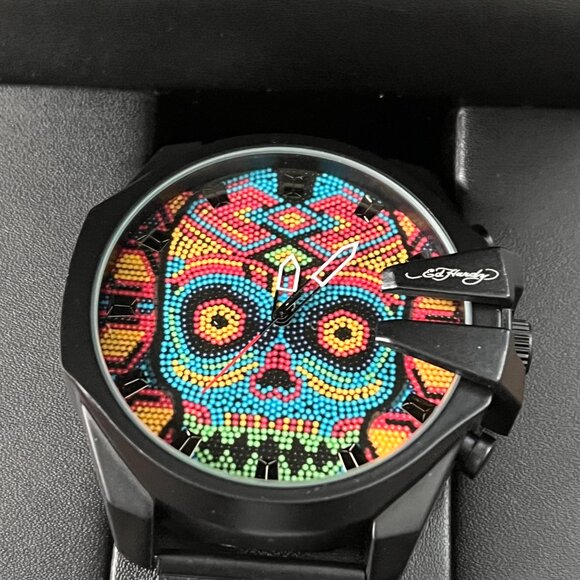 NEW Ed Hardy Colorful Skull Mens Watch - Picture 7 of 8